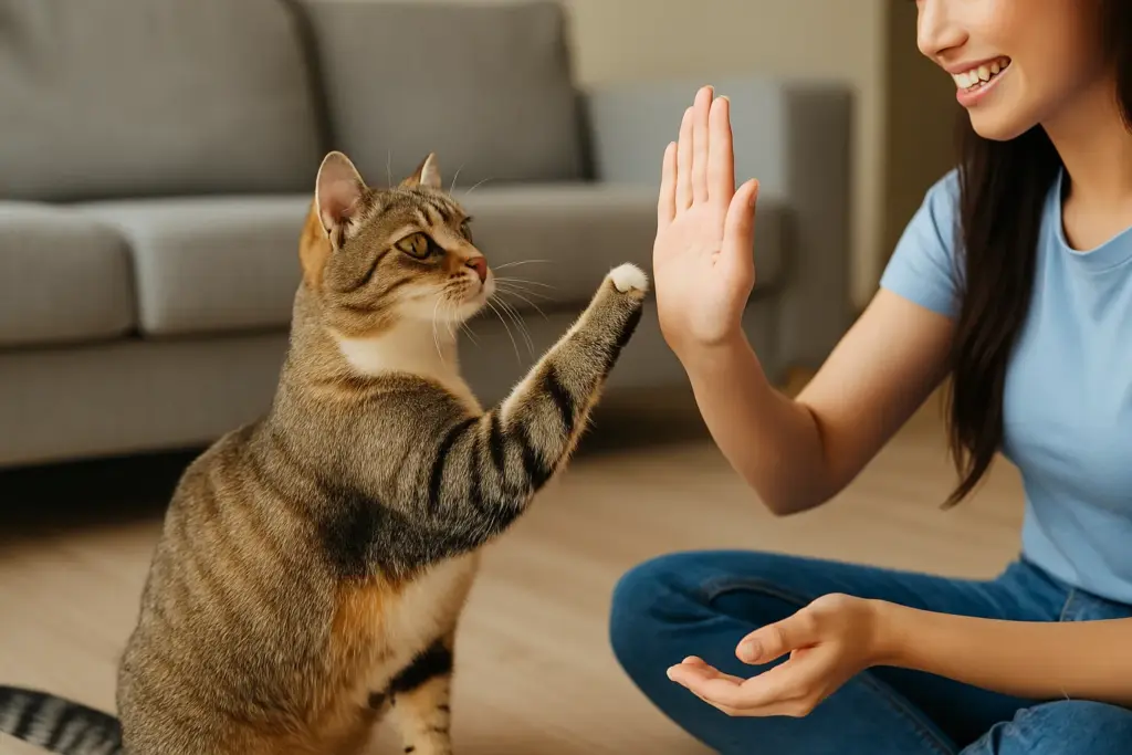 Dạy mèo bắt tay