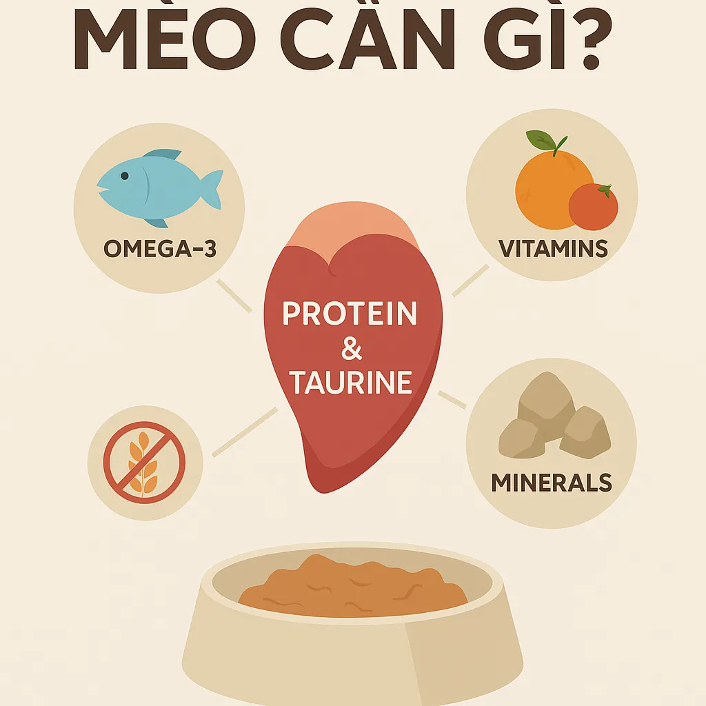 dinh dưỡng cho mèo cần có những gì?